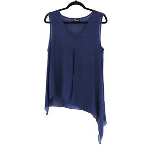 Threadz Tank Top Womens M Blue Lagenlook Minimalist Chic Modern Casual Work Wear